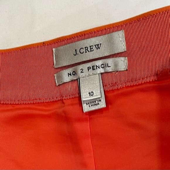 J.CREW Coral Orange No. 2 Pencil Skirt with Back Slit Size 10 - Picture 6 of 10